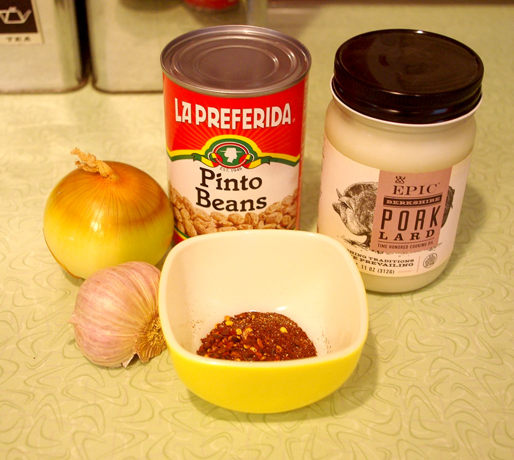 The ingredients for refried beans