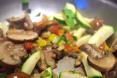 Sautéed vegetables for the enchilada filling