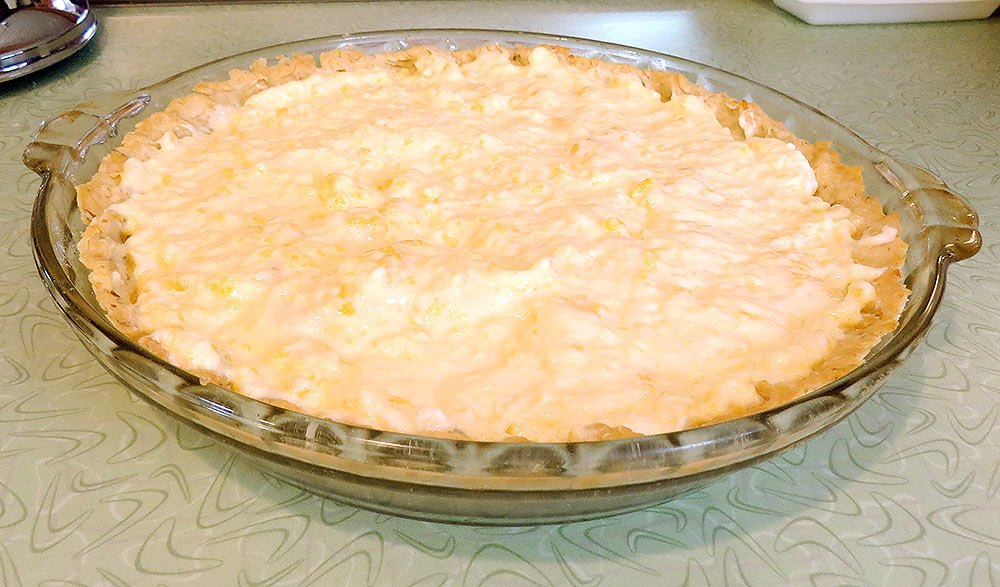 The pie ready to be chilled
