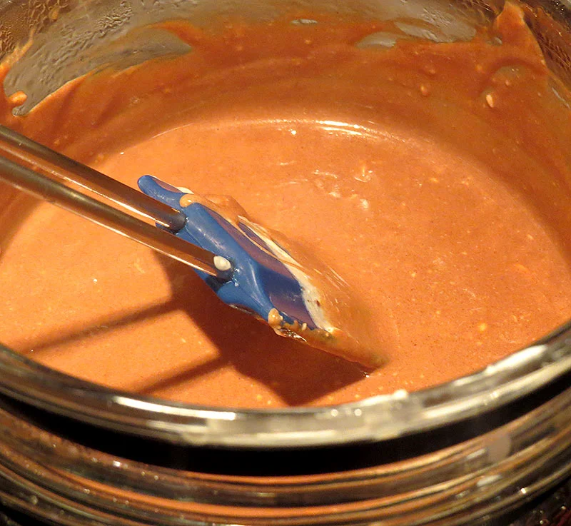 The soufflé mixture in my Pyrex double-boiler