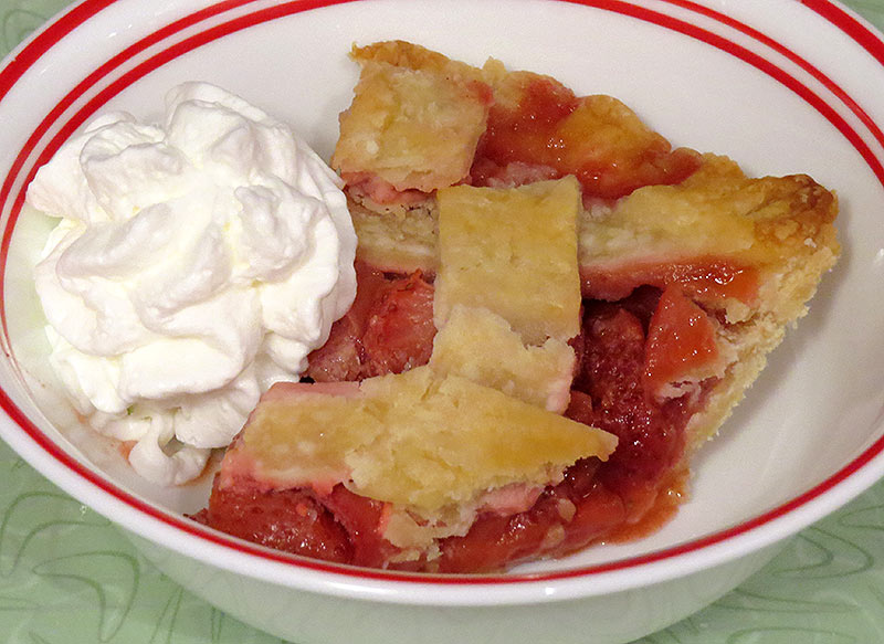 A slice of pie, with a dollop of whipped cream. It is also great with vanilla ice cream.