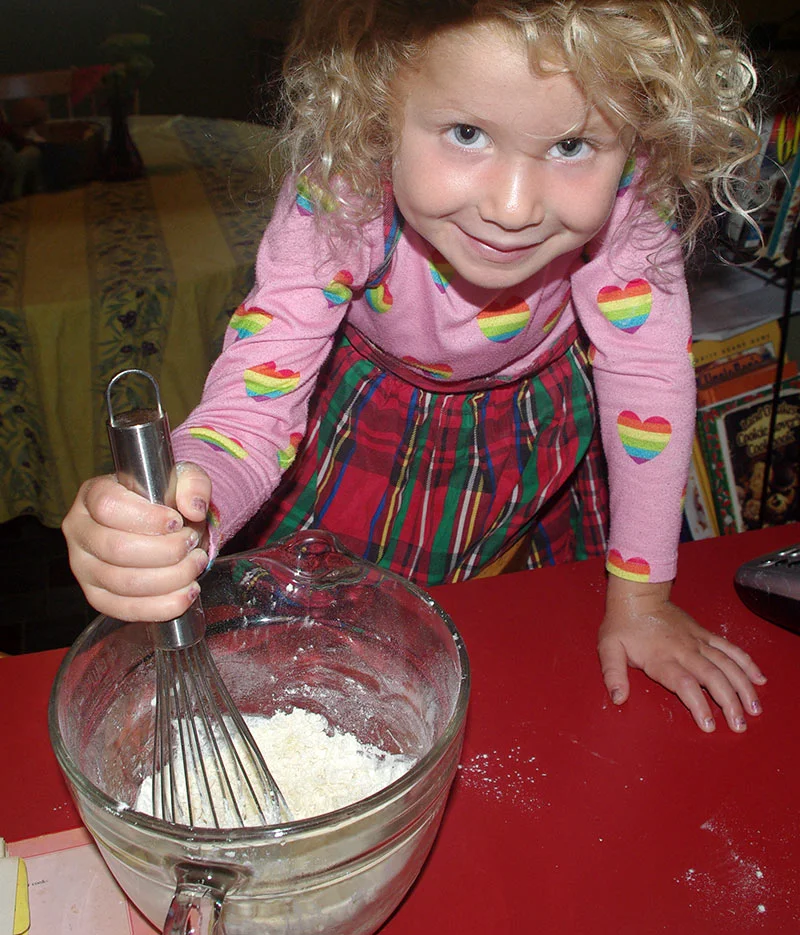 Julia mixing the batter