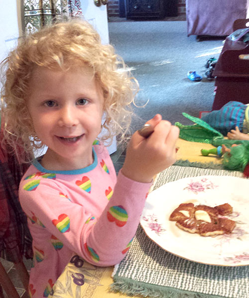 Julia enjoying her pancake