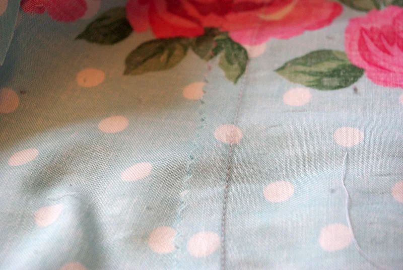 One of the pinked seams
