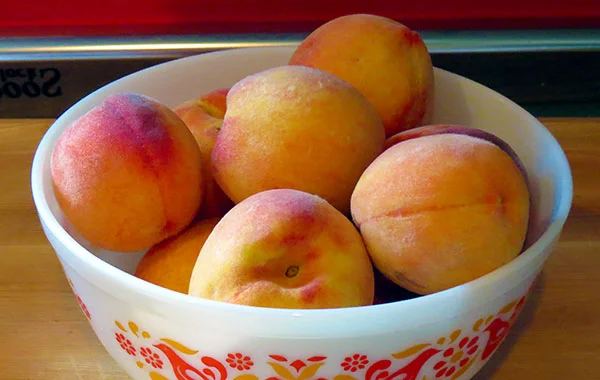 Peaches ready to be turned into ice cream.