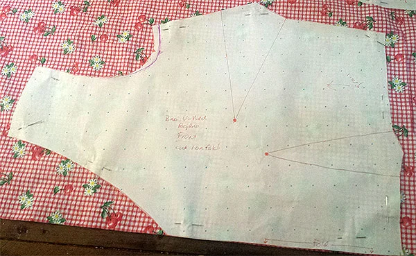 Fabric ready to be cut with the altered pattern