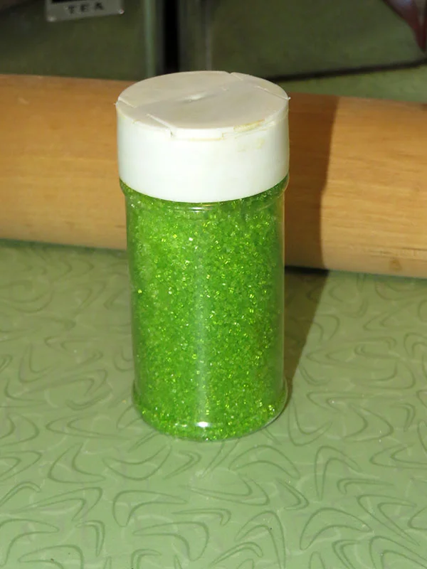 Alien-colored green sugar