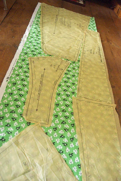 Laying out the pattern pieces.