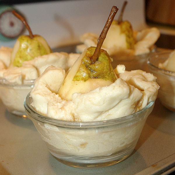 Wrapped pears, ready for the oven