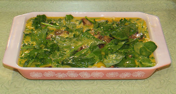 The frittata, ready for the oven