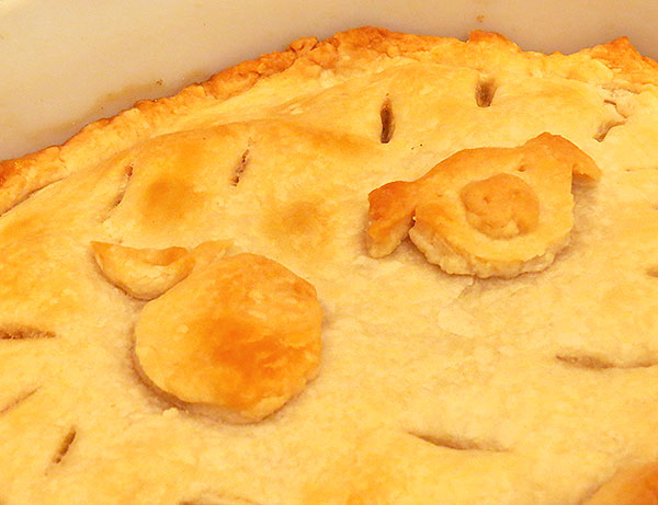 A close-up of my fun crust decorations, which were almost too cute to eat.