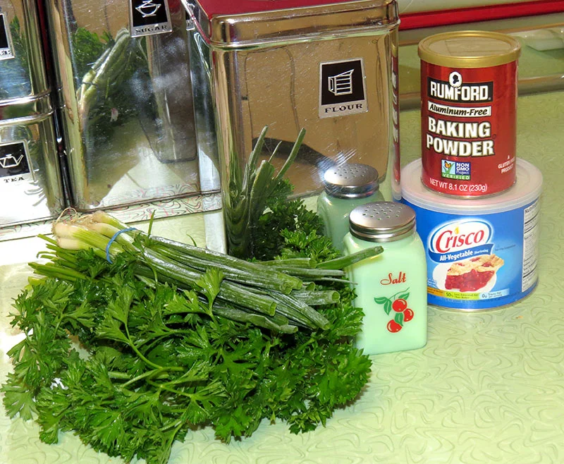 The ingredients for herbed biscuits