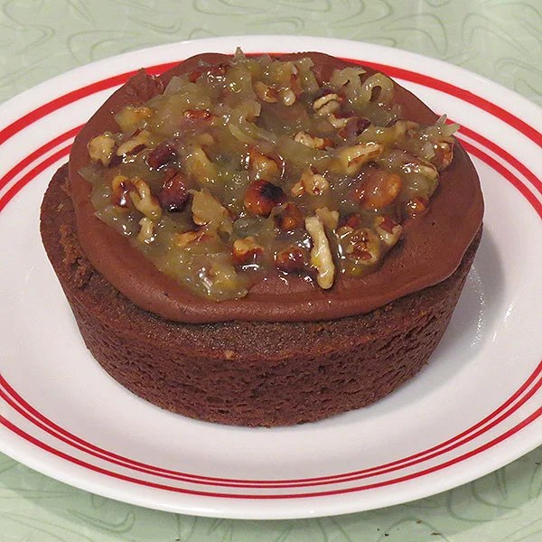 Layer two, with German chocolate filling