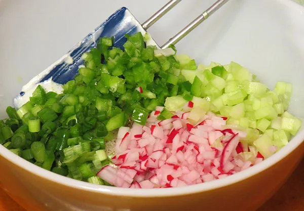 Chopped vegetables for the dip