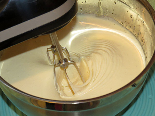 Beating the marshmallow mixture