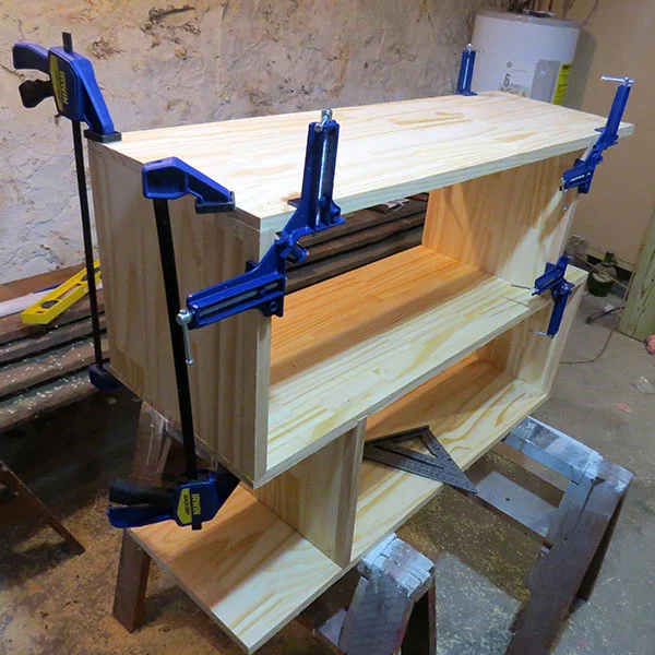The shelf all assembled and clamped