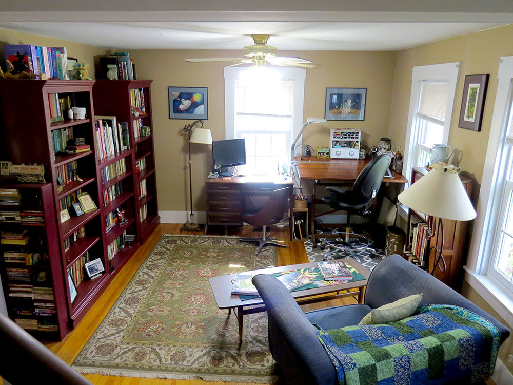 The giant bookcases really loomed over the room and made it difficult to place furniture.