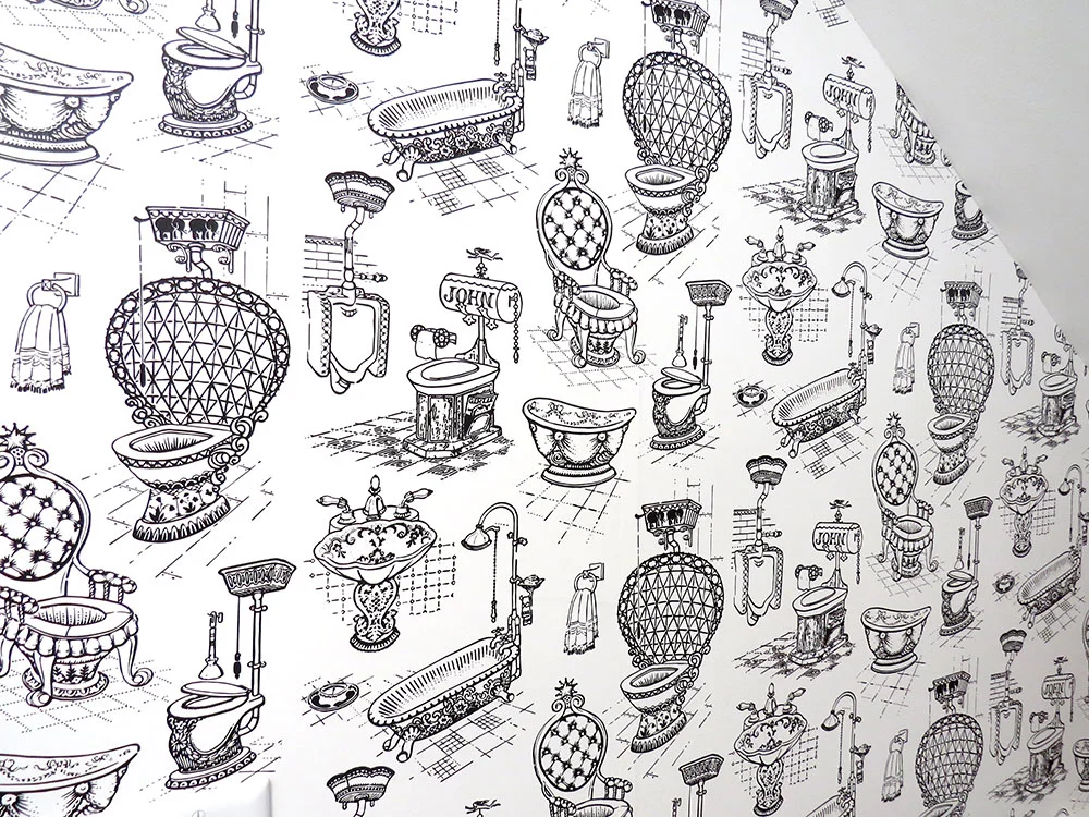 Our reproduction wallpaper printed at Spoonflower.com.