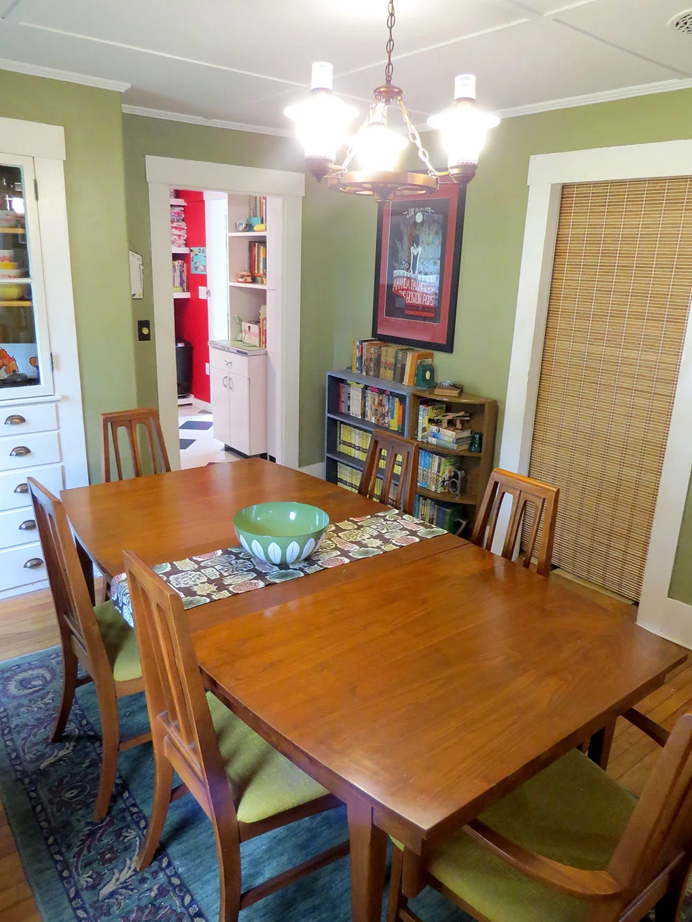 Our original dining room, with a bamboo screen we used to close off the office.