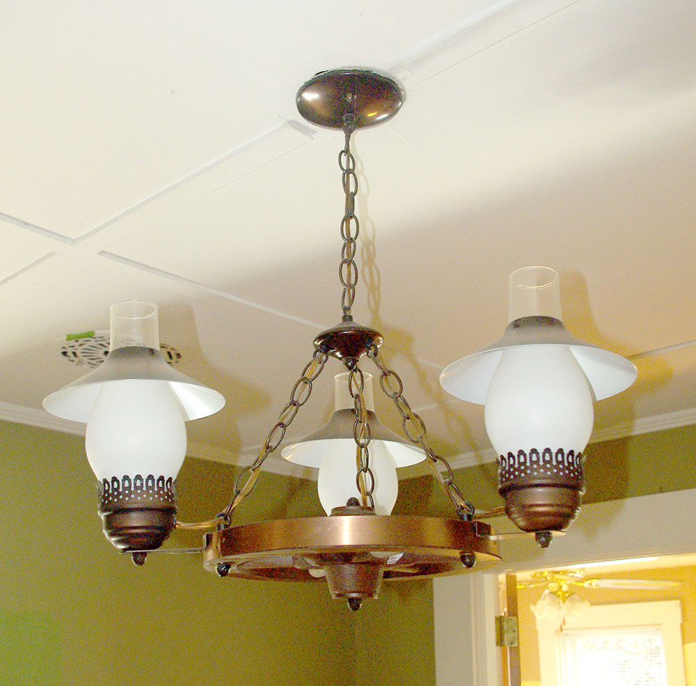 The original 1960s wagon wheel chandelier.