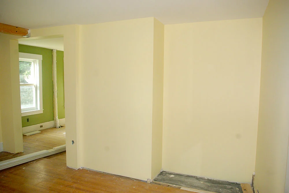 The new space ready for built-in shelves.