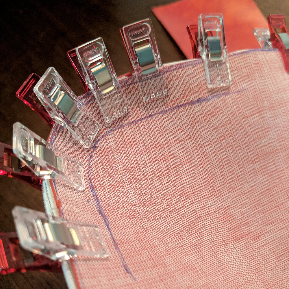Quilting clips holding the pieces together