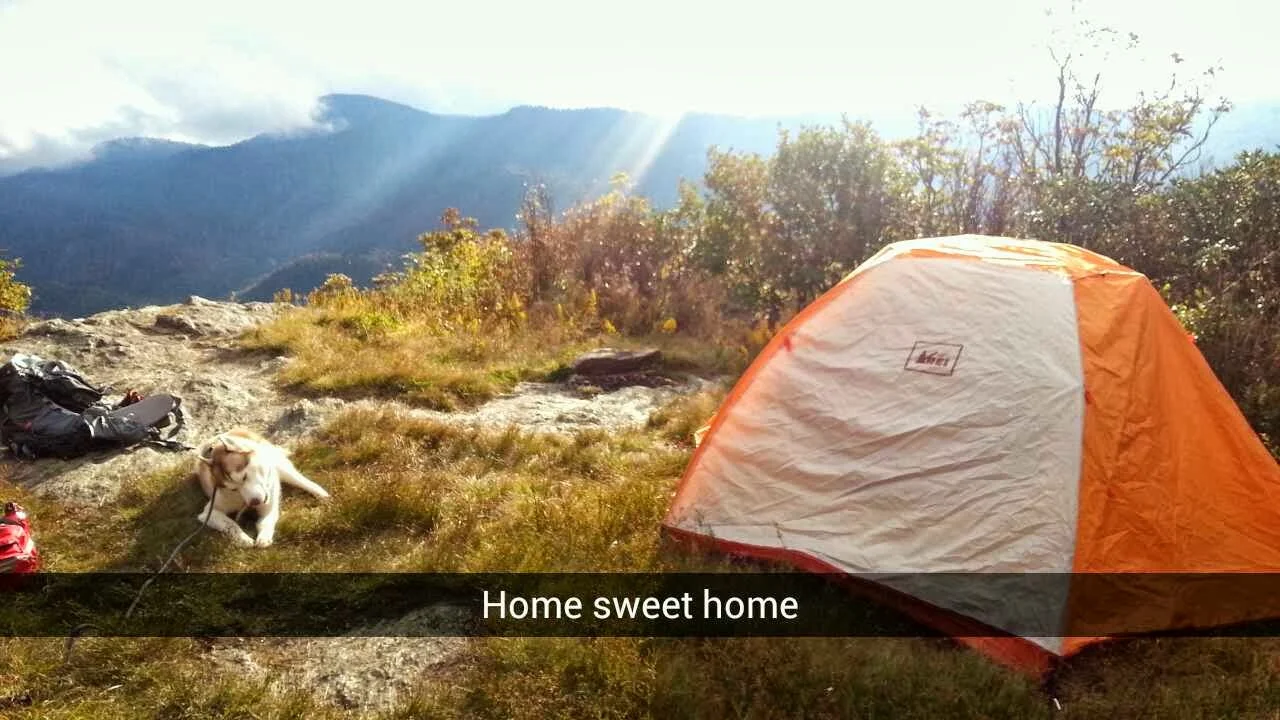 Snapchat of the campsite.