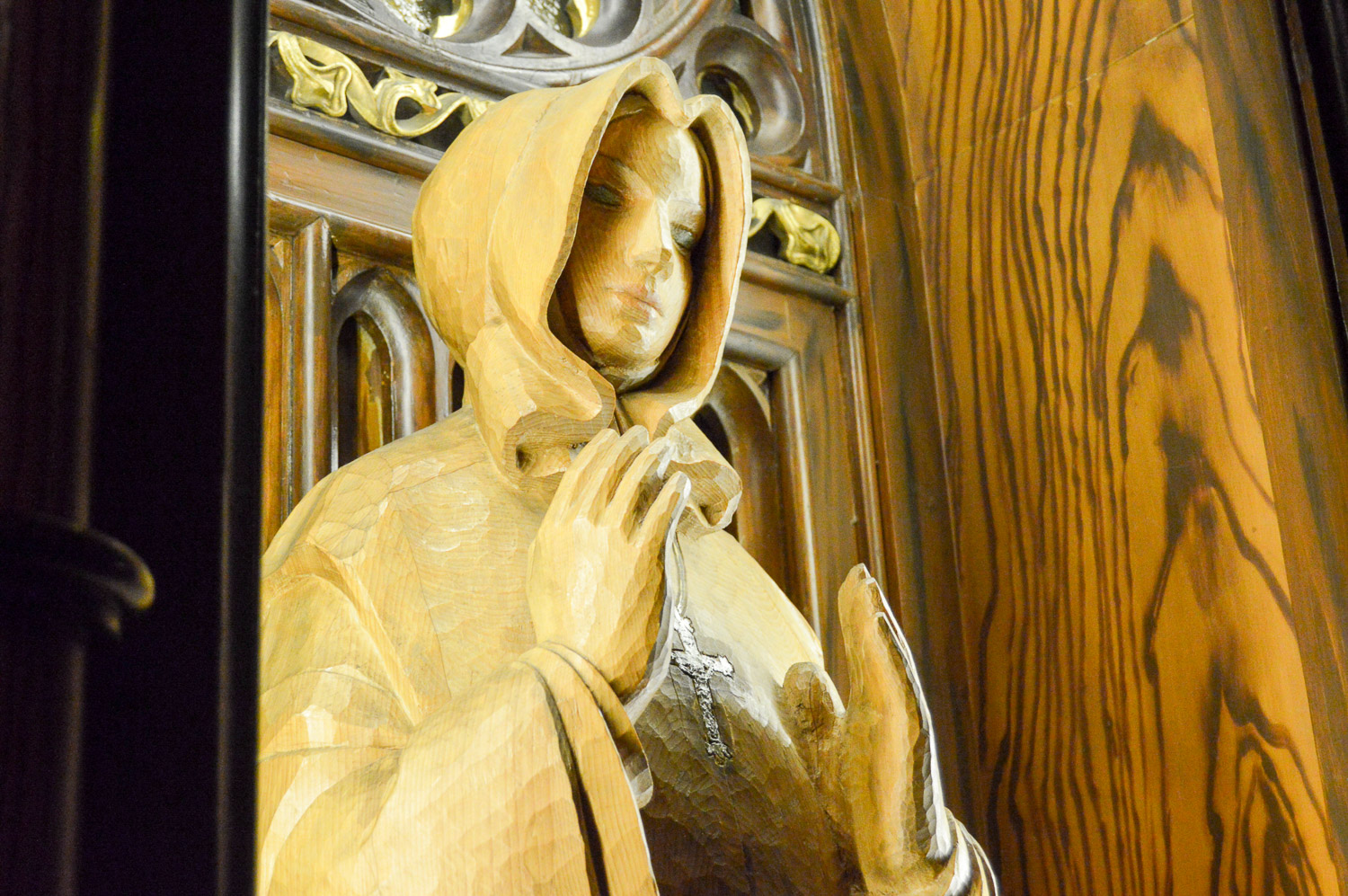 Wood statue of Saint Marie-Marguerite d’Youville