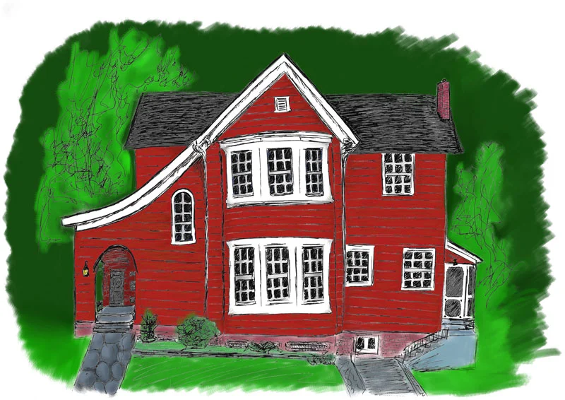 One of the houses I passed frequently when I went on a long run in college. The red siding definitely left an impression.