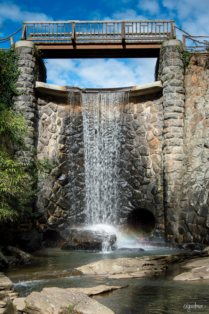 The waterfall leading away from the bass pond at Biltmore.