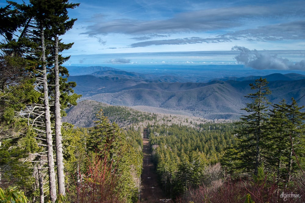 Finally some decent views on the second day of the hike, thanks to a utility line - just a reminder that civilization is always just around the corner.