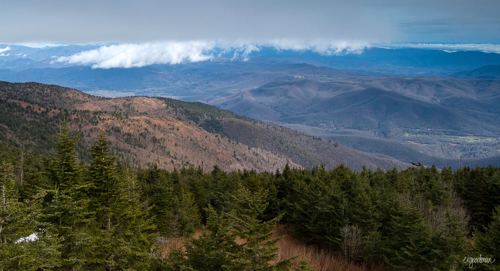 The summit was shrouded in clouds when I first arrived, but I stayed long enough for the clouds to lift just enough to offer a glimpse of the surrounding area.