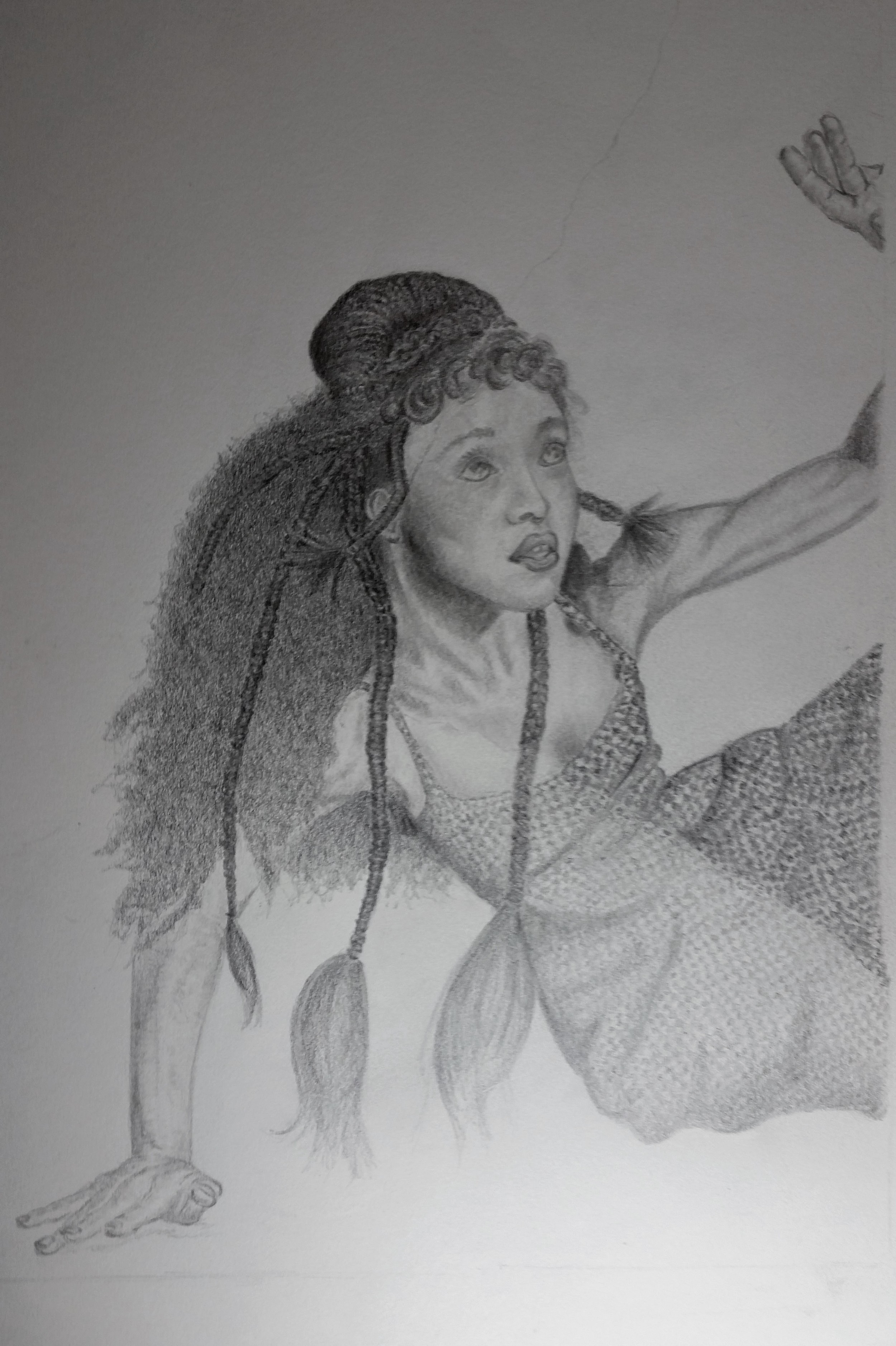 A really poor phone picture of my drawing; come check it out in person :)