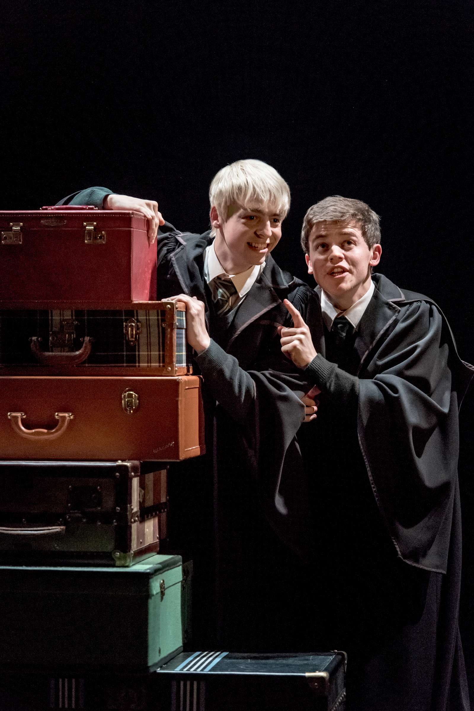 Production photo. L-R Anthony Boyle (Scorpius Malfoy) and Sam Clemmett (Albus Potter); Photo by Manuel Harlan - http://www.harrypottertheplay.com/
