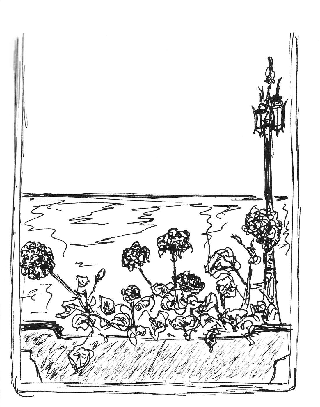 The view of Brighton's coast from the hotel dining table during brunch