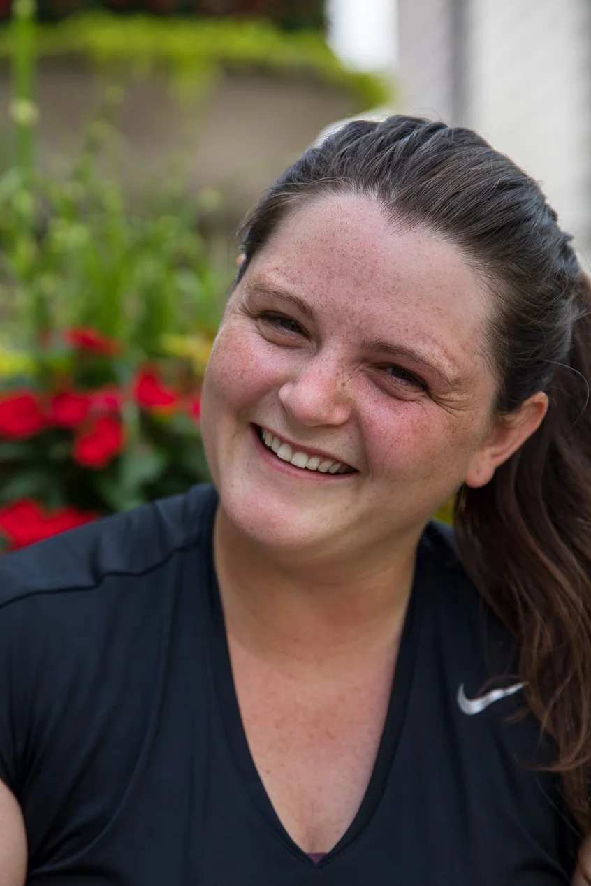 Red-faced, sweaty, freckly, squinty-eyed, and laughing at something. Yup, that's about right for me.