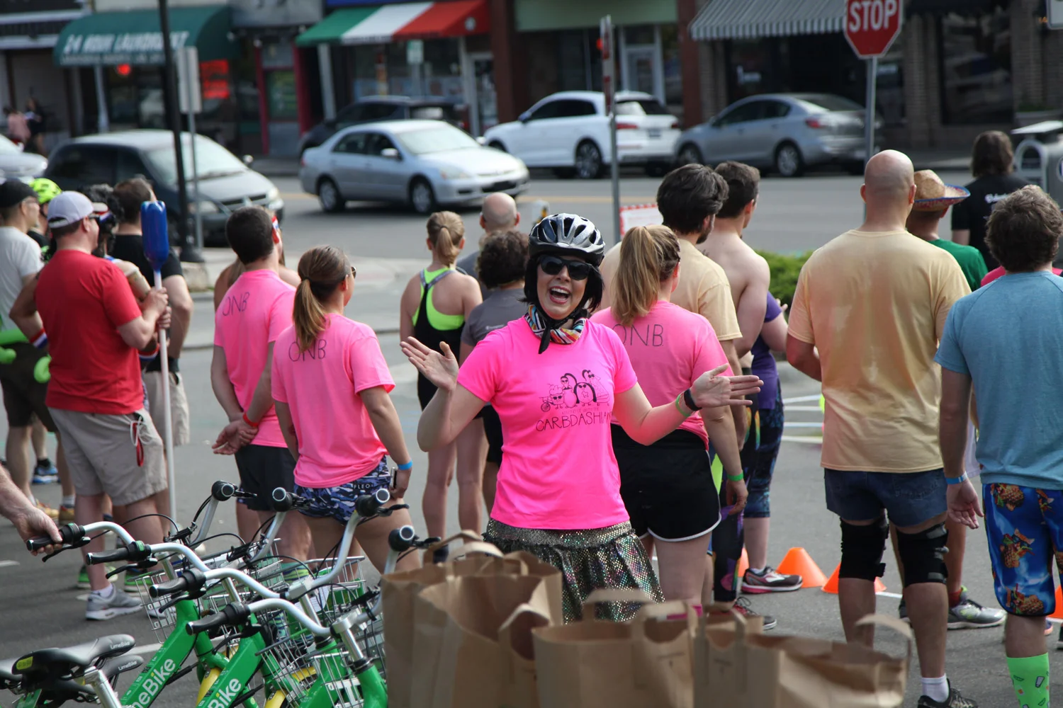Lauren is all smiles after her biking leg! Photo courtesy of Michael Peace.
