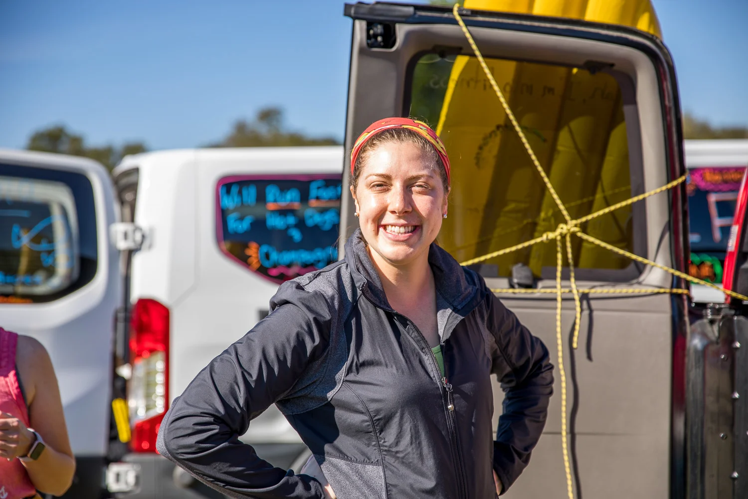 Decorating the van at Four Oaks