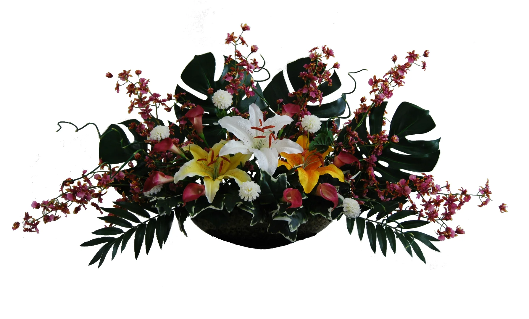 Lilies and Orchids Tropical Design White.jpg