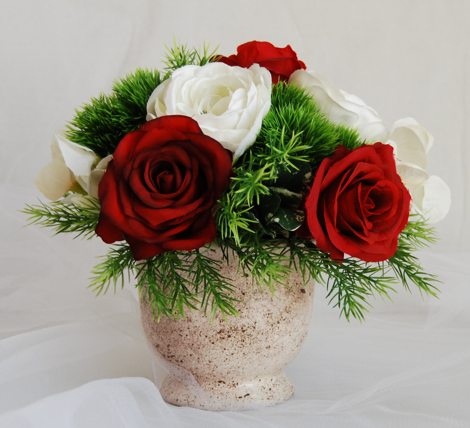 Silk Fl Arrangement Faux Red Roses Artificial White Silk Fl Arrangement Faux Red Roses