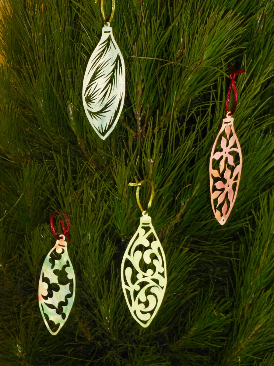 Papercut baubles made to fill the crackers for Christmas Eve. 
