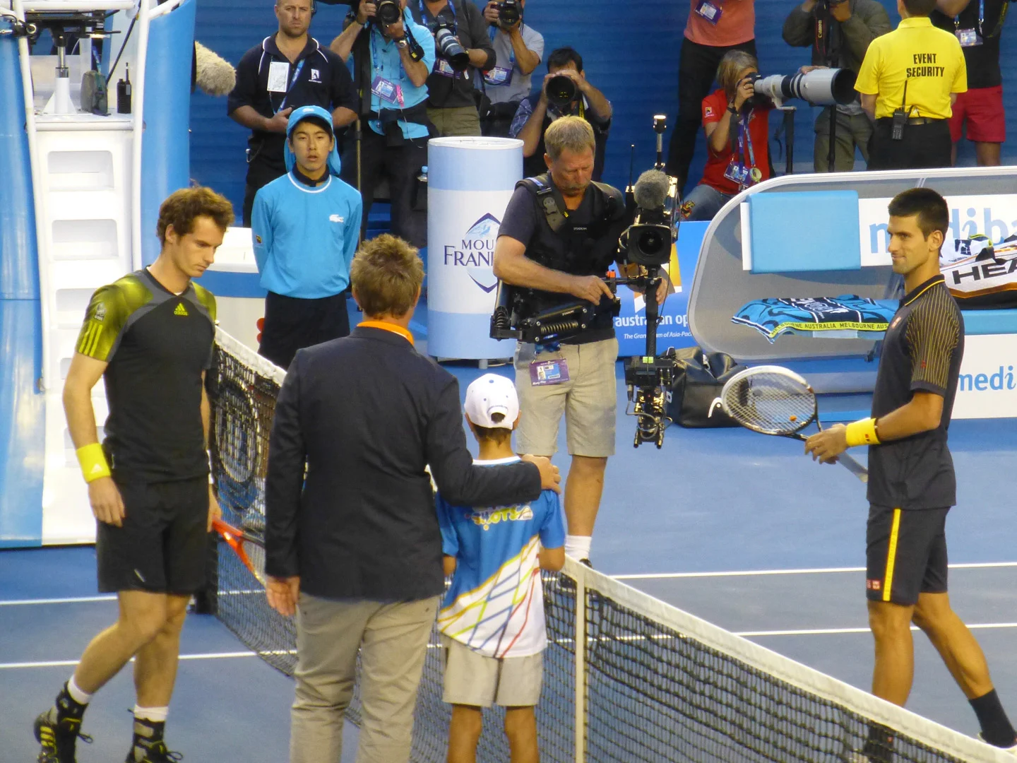 The players greet each other and thank the star of the lights show for his contribution. 