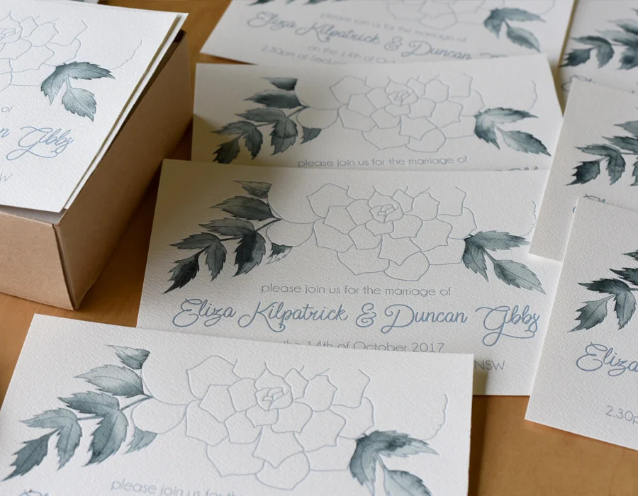 Watercolour & Letterpress Invites