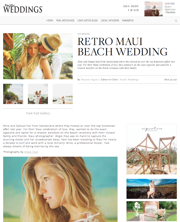 Published in Pacific Weddings 