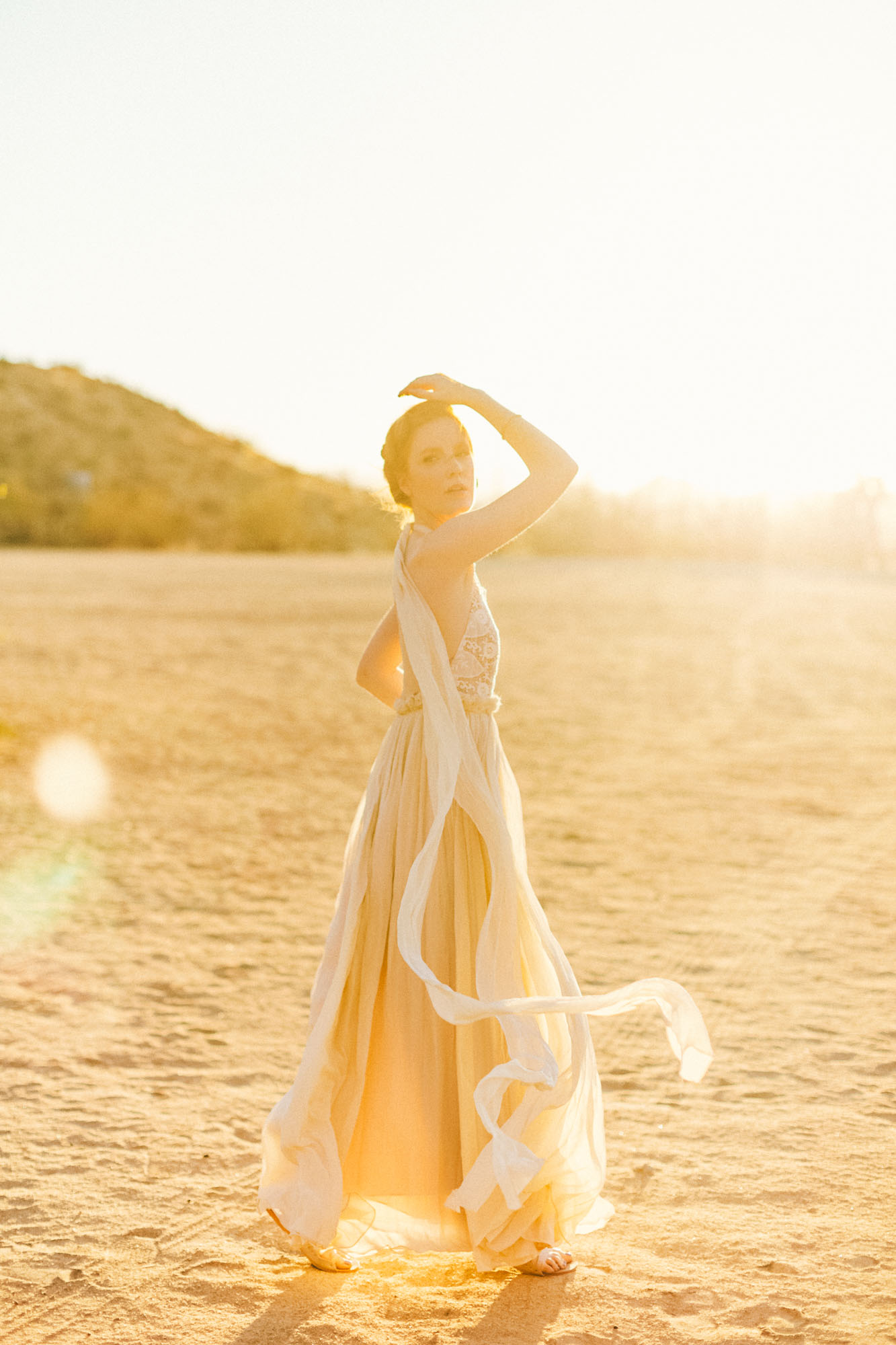 Stunning golden light Bride desert California destination wedding photographer