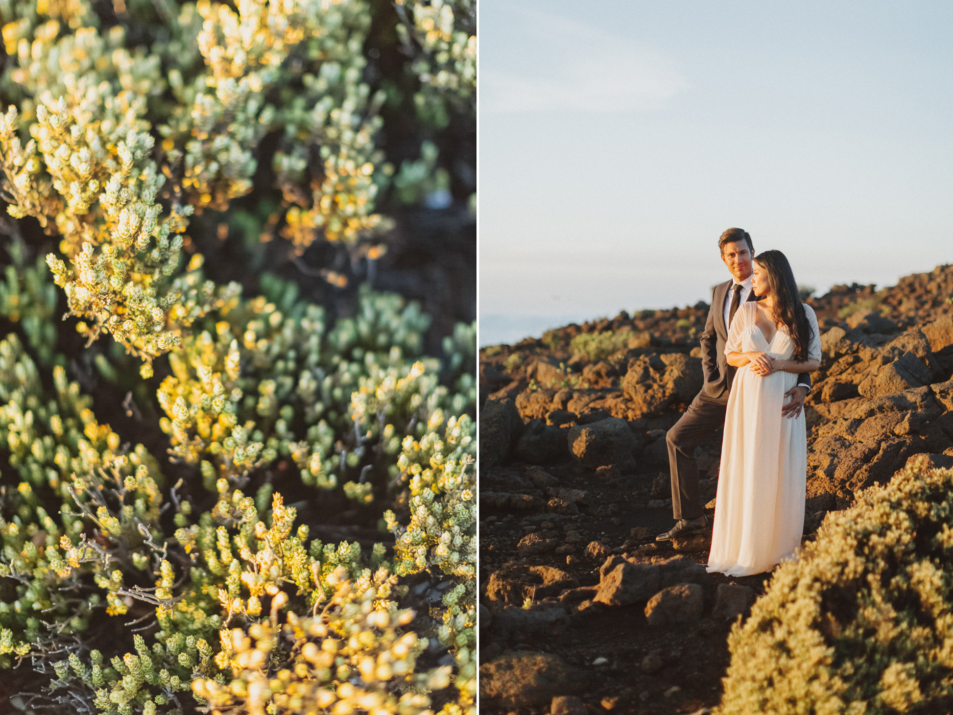 stunning maui elopement on top of volcano rock at sunset