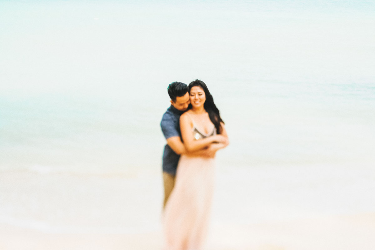 beautiful embrace by just engaged couple
