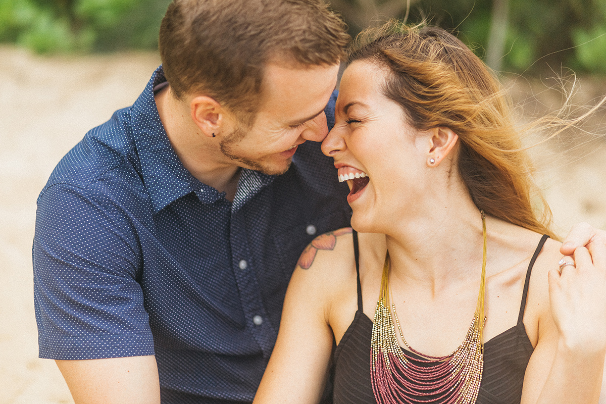 honeymooners smiling and having a blast