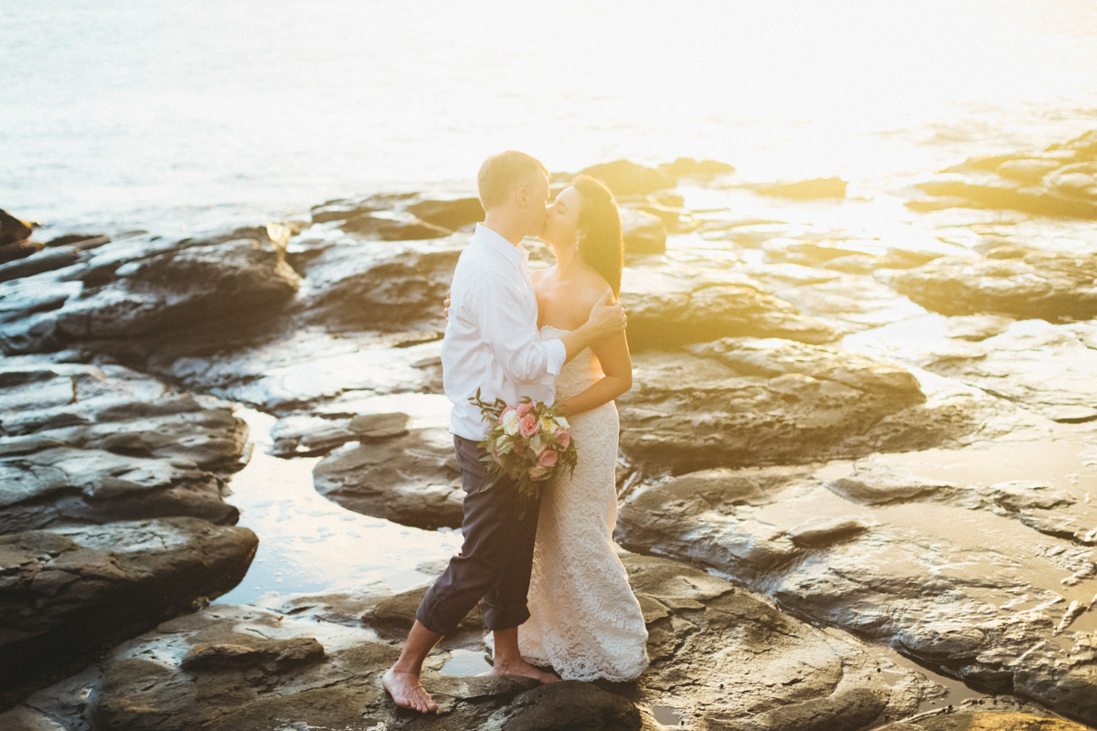 bride and groom sunset at merrimans kapalua.jpg