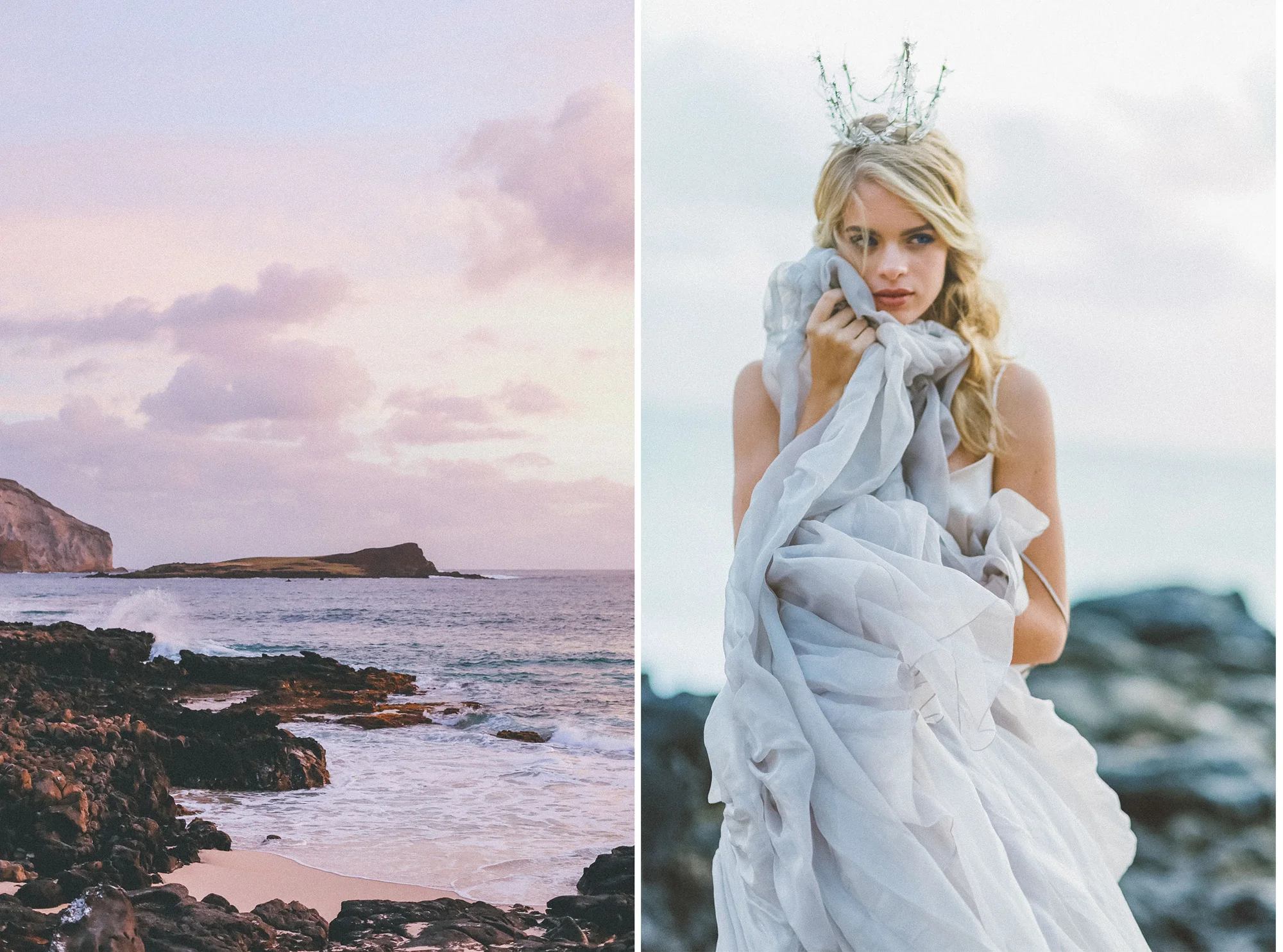Maui Wedding Photographer : Sunrise Bridal Couture inspiration at Beautiful Hawaiian beach.